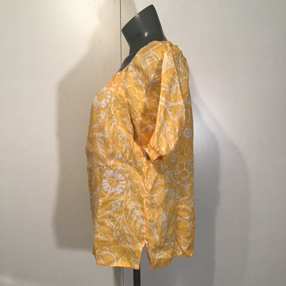 Talbots Square Neck Linen Top in Leafy Tropical Print Size M - Picture 6 of 14